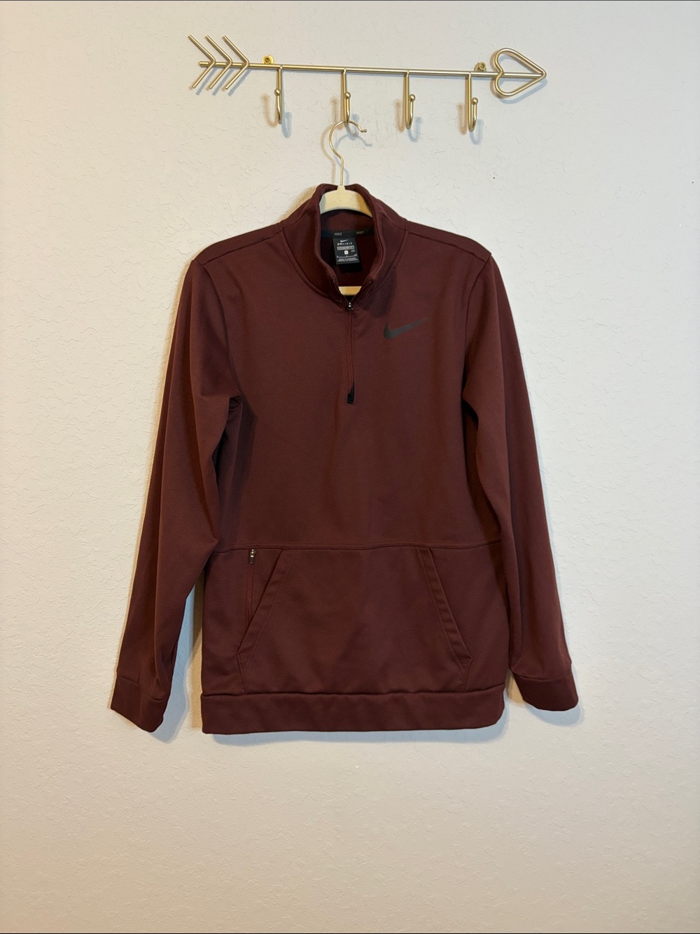 Nike Dri-FIT Standard Fit Quarter-Zip Pullover Chocolate Size Small